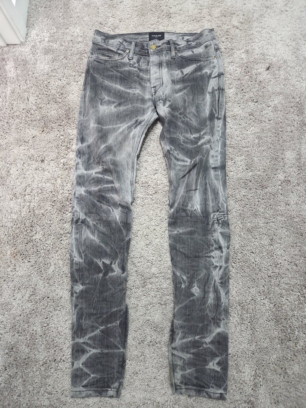 Fear of God Men's Washed Gray Skinny Jeans